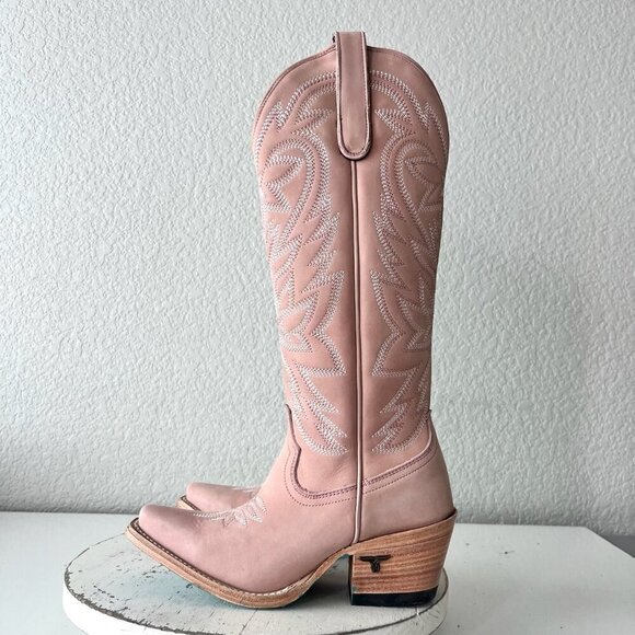 Lane SMOKESHOW Womens Cowboy Boots 5 Pink Leather Western Cowgirl Mid Calf Tall - Picture 6 of 14
